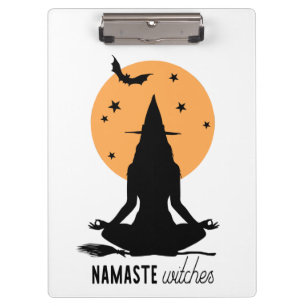Moderne Halloween-Yoga-Hexe Klemmbrett