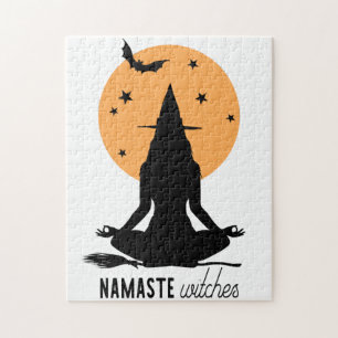Moderne Halloween-Yoga-Hexe Puzzle