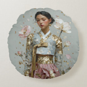 Moderne Hanbok-Kunst drucken Rundes Kissen