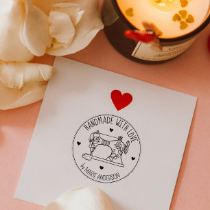 Moderne Handarbeit mit Liebe, Nähmaschine Gummistempel