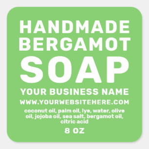 Moderne handgefertigte Bergamot-Seife Grün Quadratischer Aufkleber