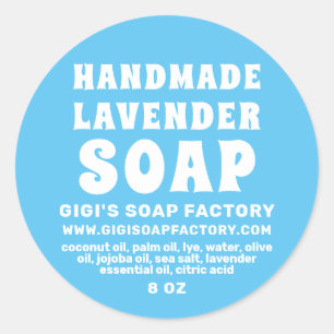 Moderne, handgefertigte Lavendel Soap Sky Blue Runder Aufkleber