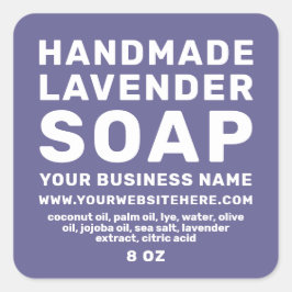 Moderne, handgefertigte Lavendelseife Korsikanblau Quadratischer Aufkleber