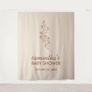 Moderne handgeschriebene Baby-Shower-Botanik-Kulis Wandteppich