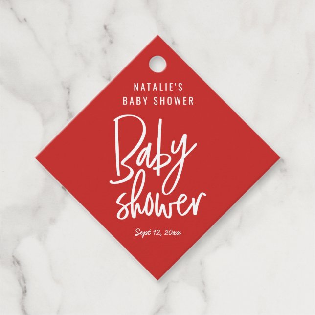 Moderne handgeschriebene Babydusche Geschenkanhänger (Vorderseite)