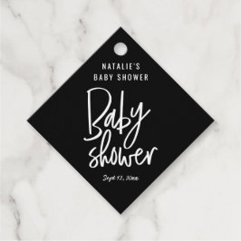 Moderne handgeschriebene Babydusche Geschenkanhänger