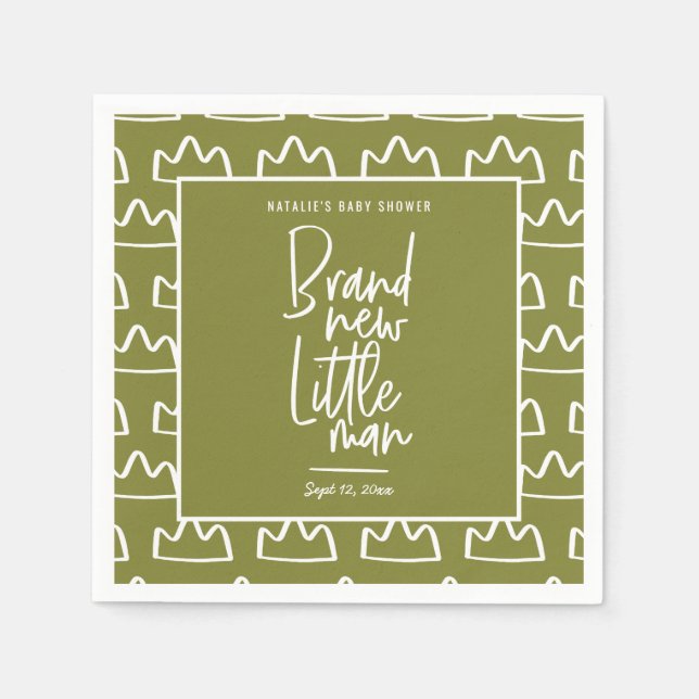 Moderne handgeschriebene Babydusche Serviette (Vorderseite)