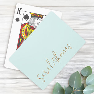 Moderne handgeschriebene Bezeichnung Aqua Blue Rüc Spielkarten