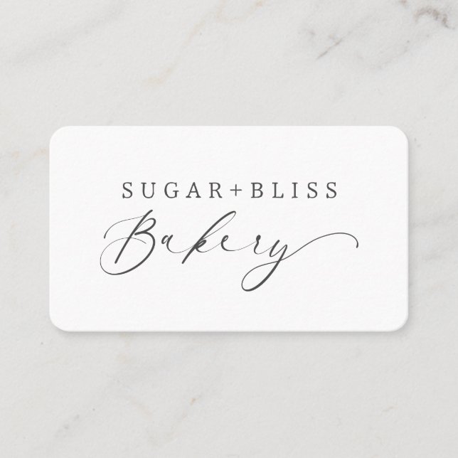 Moderne handgeschriebene elegante Script-Bäckerei Visitenkarte (Vorderseite)