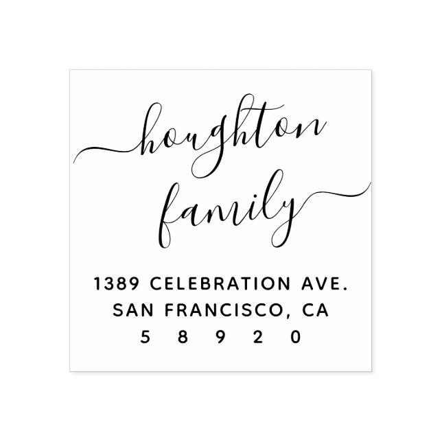 Moderne handgeschriebene Familienname-Rücksendeadr Gummistempel (Prägung)