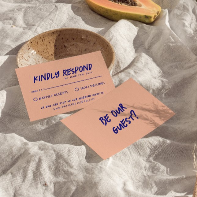 Moderne handgeschriebene, farbenfrohe Retro-Hochze RSVP Karte (Von Creator hochgeladen)