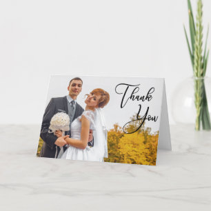 Moderne handgeschriebene Foto Hochzeit Dankeschön  Karte