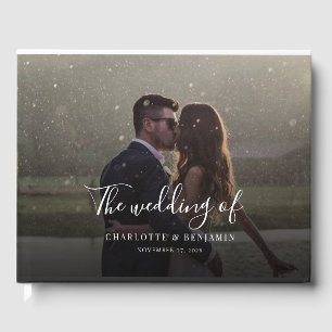 Moderne handgeschriebene Foto-Hochzeit Gästebuch