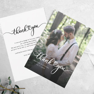 Moderne handgeschriebene Foto Hochzeit Vielen Dank Mitteilungskarte