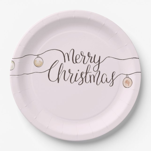 Moderne handgeschriebene frohe Weihnachtszeit Pappteller (Vorderseite)