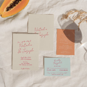 Moderne, handgeschriebene Fun Retro-Hochzeit Einladung