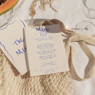 Moderne handgeschriebene funky skurrile Hochzeit Menükarte