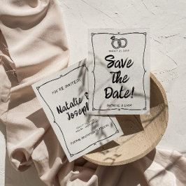 Moderne handgeschriebene, Gezeichnet Retro-RahmenW Save The Date