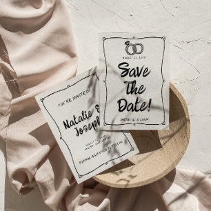 Moderne handgeschriebene, Gezeichnet Retro-RahmenW Save The Date