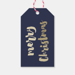 Moderne handgeschriebene Gold Frohe Weihnachten Geschenkanhänger