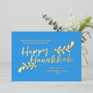 Moderne handgeschriebene Happy 3 Foto-Hanukkah Folien Feiertagskarte