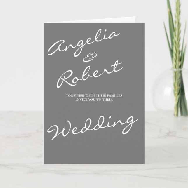 Moderne handgeschriebene Hochzeit von White Script Einladung (Vorderseite)