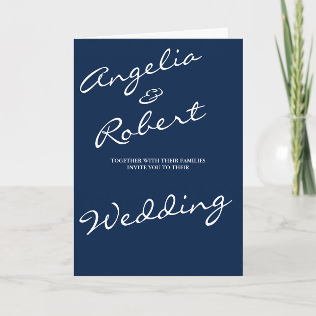 Moderne handgeschriebene Hochzeit von White Script Einladung (Vorderseite)