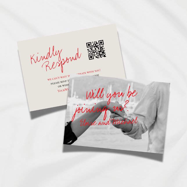 Moderne handgeschriebene Hochzeitkarte für Foto RSVP Karte (Add a personal touch to your wedding RSVP card with this Handwritten Photo Response card. )