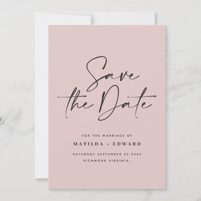 Moderne handgeschriebene Hochzeitsankündigung Save The Date (Vorderseite)