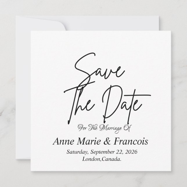 Moderne handgeschriebene Hochzeitsankündigung Save The Date (Vorderseite)