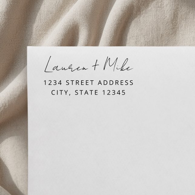 Moderne handgeschriebene Hochzeitsskripte-Rücksend Permastempel (Von Creator hochgeladen)