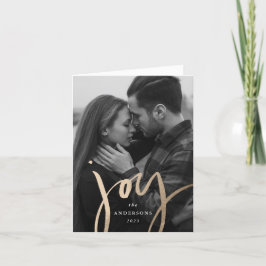 Moderne handgeschriebene Joy Imitate Gold Foil Fot Feiertagskarte