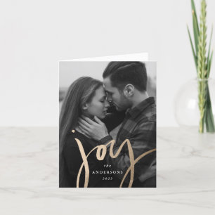 Moderne handgeschriebene Joy Imitate Gold Foil Fot Feiertagskarte