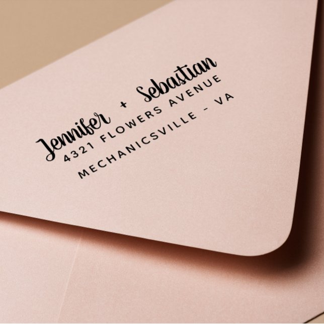 Moderne handgeschriebene kalligraphische Hochzeit Permastempel (Von Creator hochgeladen)