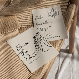 Moderne handgeschriebene lustige Hochzeit eines Pa Save The Date