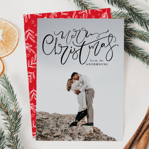 Moderne handgeschriebene Merry Christmas Overlay-F Feiertagskarte