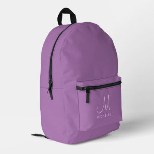 Moderne handgeschriebene Monogramm Name Lavendel L Bedruckter Rucksack