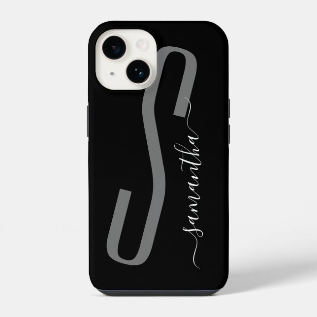 Moderne handgeschriebene Monogramme iPhone Hülle (Rückseite)