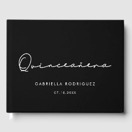 Moderne handgeschriebene Quinceañera 15. Geburtsta Gästebuch