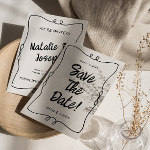 Moderne handgeschriebene Retro-Einzigartigkeit Save The Date