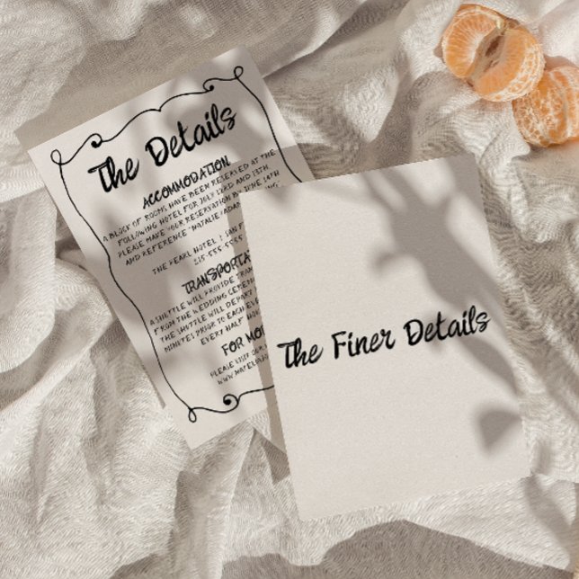 Moderne handgeschriebene Retro-Rahmen Hochzeitsdet Begleitkarte (Von Creator hochgeladen)