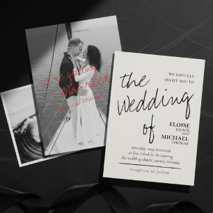 Moderne handgeschriebene Romantische Foto Hochzeit Einladung