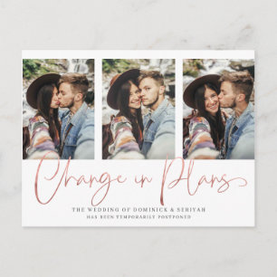 Moderne handgeschriebene Rose Gold-Hochzeit Postkarte