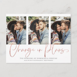 Moderne handgeschriebene Rose Gold-Hochzeit Postkarte