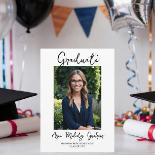 Moderne handgeschriebene Schrift 2 Fotos Abschluss Einladung