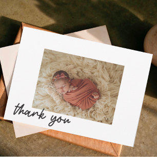 Moderne handgeschriebene Schrift   Babyparty-Fotok Dankeskarte