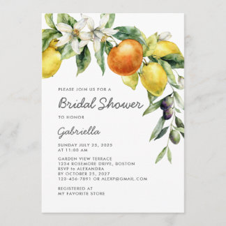 Moderne handgeschriebene Schrift Citrus-Brautparty Einladung