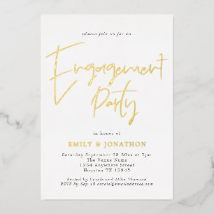 Moderne handgeschriebene Schrift Engagement Party Folieneinladung
