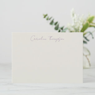 Moderne handgeschriebene Schrift lila personalisie Mitteilungskarte
