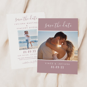 Moderne handgeschriebene Schrift Mauve Hochzeitsfo Save The Date
